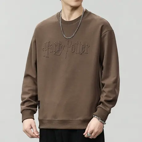 男款早秋潮牌中性风长袖打底衫春秋款纯色套头上衣服秋季圆领卫衣图片