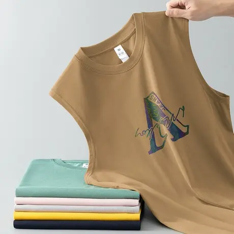 重磅纯棉背心男夏季健身运动篮球跨栏美式坎肩液氨丝光棉无袖t恤商品大图