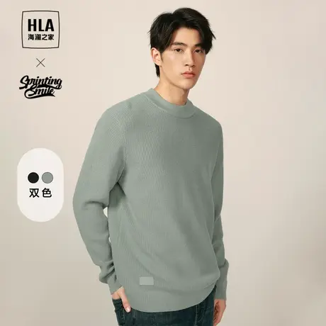 HLA/海澜之家SPRINTING SMILE系列长袖针织衫23秋冬新圆领毛衣男图片