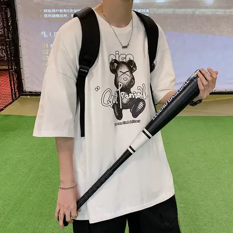 夏季新款t恤男士短袖宽松韩版体恤潮流印花半袖学生上衣服薄款tee商品大图