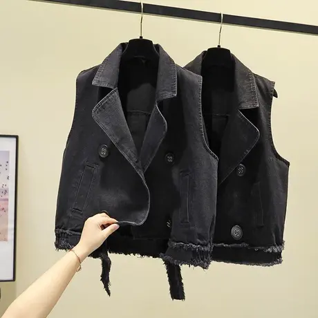 欧货2023春季新款短款牛仔马甲女宽松网红外穿背心马夹无袖外套潮图片