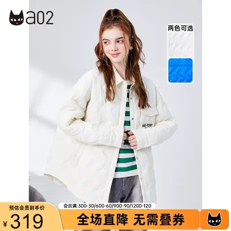 a02棉服女秋冬新款潮酷宽松衬衫领印花棉服休闲百搭保暖外套商品大图