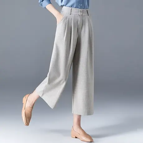 高腰窄版阔腿裤女小个子裤子2023新款夏季薄款女裤休闲九分直筒裤商品大图