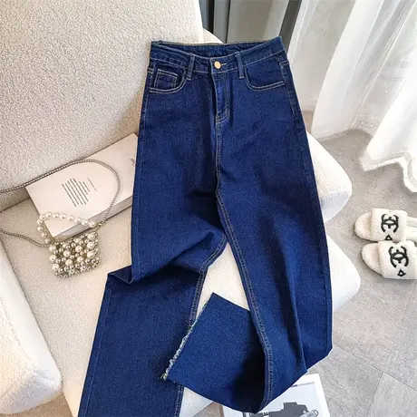 梨形身材显瘦牛仔裤女夏季薄款高街潮ins宽松高腰直筒阔腿长裤子图片