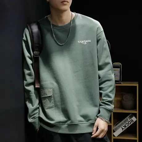 秋季卫衣男宽松潮牌ins大码圆领上衣胖子加肥加大秋冬款长袖套头图片