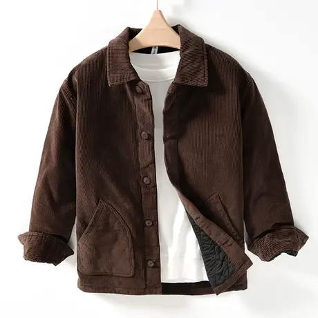 棉袄男冬季复古灯芯绒棉服男日系宽松厚款保暖宽松棉衣条绒外套潮图片