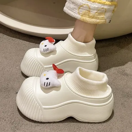 可爱玩偶棉鞋女冬季外穿保暖豆豆鞋2023新款踩屎感厚底丑萌面包鞋商品大图