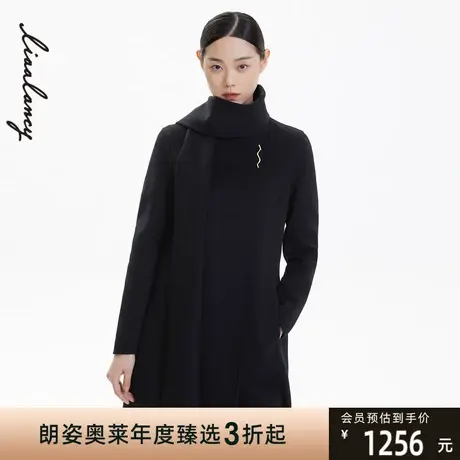 俪雅[罗纳河星夜]毛呢外套女冬季新款设计感围巾衣领羊毛大衣图片