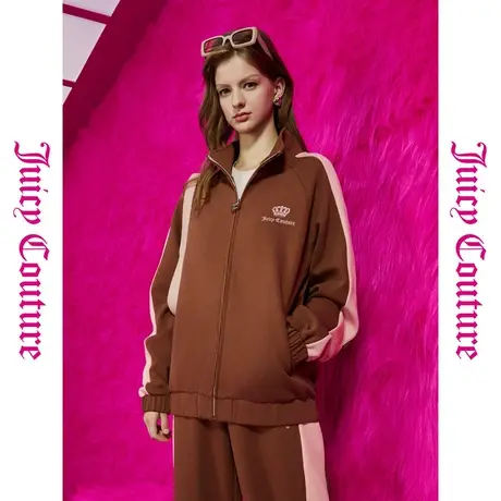 Juicy Couture橘滋秋女女装年新款草莓布朗尼撞色绣拼条外套图片