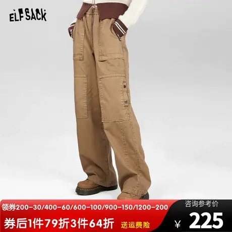 妖精的口袋美拉德工装休闲裤女2023冬季新款美式复古宽松阔腿裤子商品大图