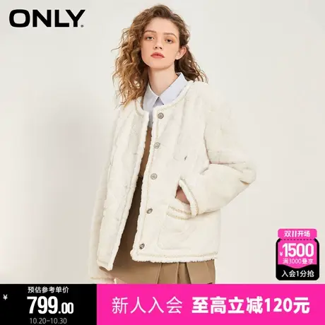 ONLY时尚潮流菱形格纹宽松毛绒外套女|122436029商品大图