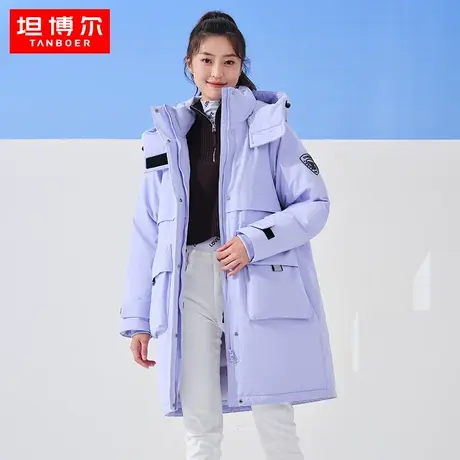 坦博尔2022新款羽绒服中长款女韩版工装派克抽绳显瘦保暖外套冬图片