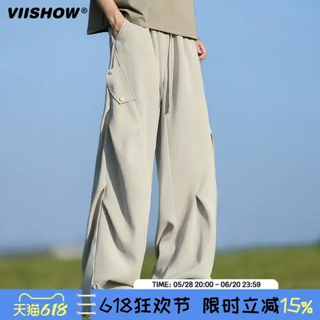 VIISHOW美式机能户外裤子登山裤女夏季宽松直筒抽绳冲锋伞兵裤子商品大图