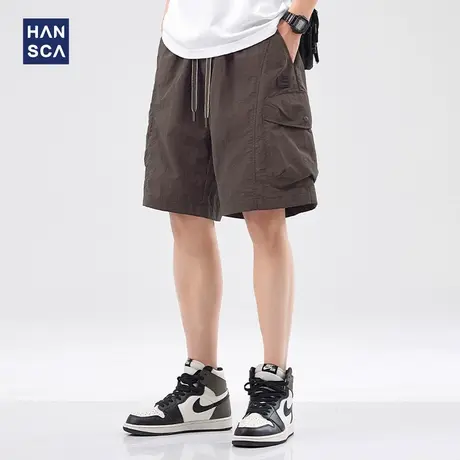 hansca机能工装短裤男夏季薄款冰丝凉感篮球运动青少年休闲五分裤商品大图