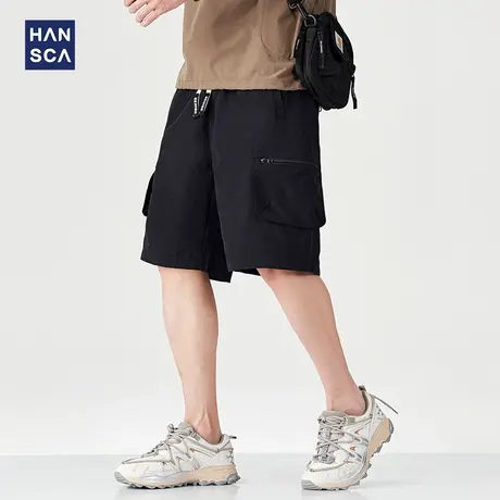 hansca大口袋工装休闲短裤男2025夏季舒适透气青少年百搭五分裤子图片