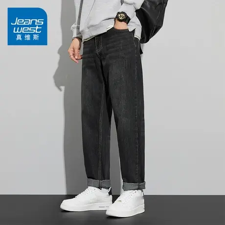 KZ真维斯春季2025年新款直筒宽松牛仔长裤男士休闲男裤子春秋款A图片