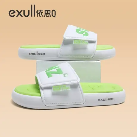 exull依思Q拖鞋女夏外穿情侣时尚休闲魔术贴一字拖女款踩屎感厚底商品大图