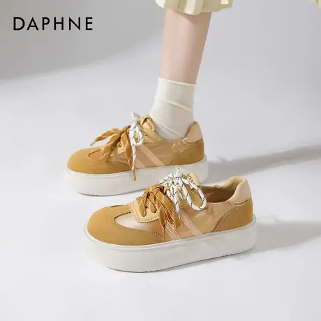 达芙妮厚底德训鞋女2026新款板鞋女款透气休闲帆布鞋夏季黄色女鞋图片