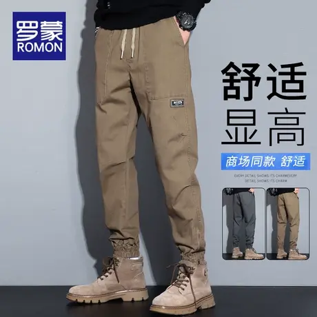 罗蒙裤子男士2025新款潮牌束脚九分工装裤春秋季纯棉哈伦休闲长裤商品大图