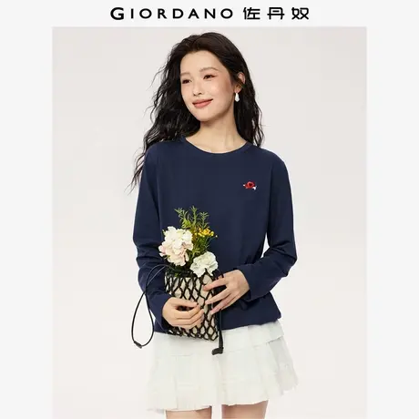佐丹奴T恤女装纯棉腊肠小狗刺绣圆领针织长袖T恤 05395783商品大图
