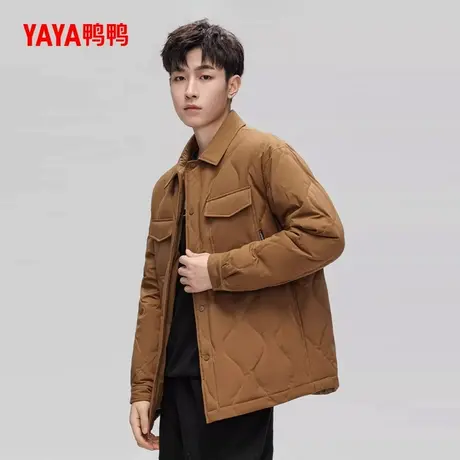 鸭鸭官方同款鸭鸭羽绒服男2024新款户外衬衫领翻领时尚休闲外套X商品大图