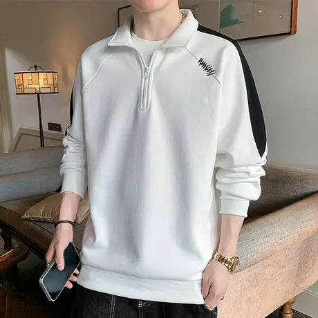 设计感半拉链卫衣男秋季新款潮牌刺绣翻领外套男士长袖Polo衫T恤商品大图