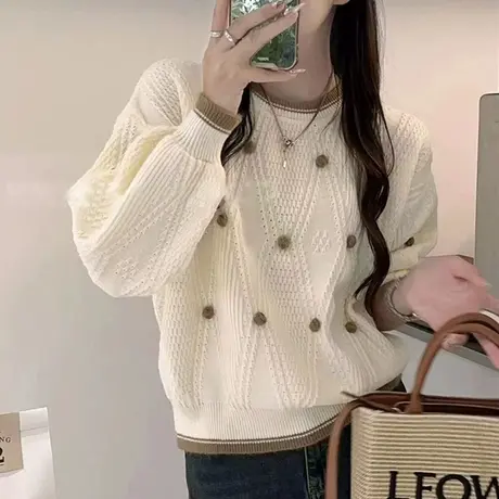 秋冬慵懒风毛衣女2023年新款针织打底衫今年流行宽松爆款洋气上衣商品大图