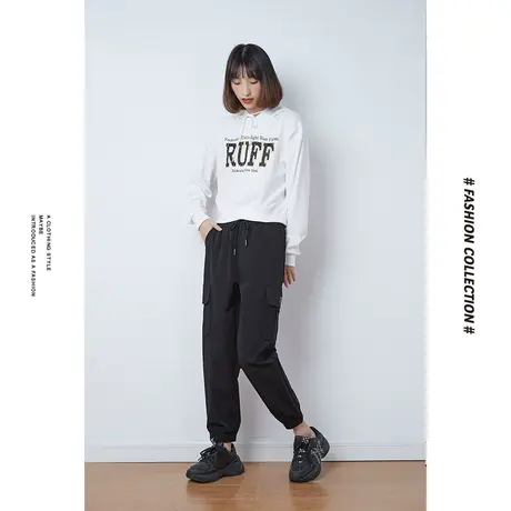 [商场同款]唐狮春秋季休闲裤女贴标尼龙工装裤休闲宽松舒适束脚商品大图