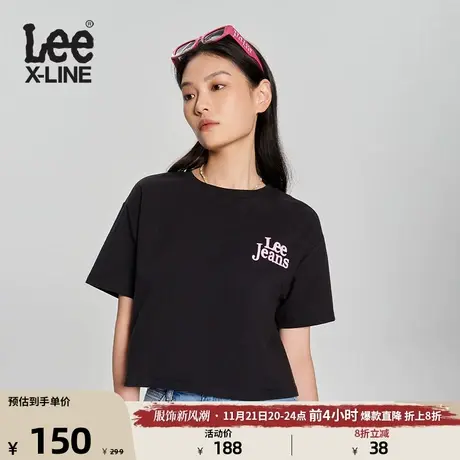Lee商场同款23新品舒适短身款植绒印花女短袖T恤LWT0051473RT图片