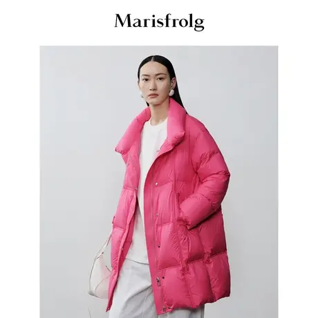 【商场同款】玛丝菲尔冬季新款红色面包服中长款鹅绒羽绒服商品大图
