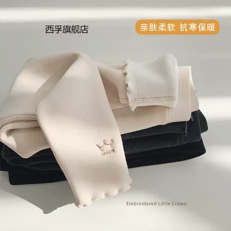 2023新款女童加绒打底裤 刺绣小皇冠一体绒外穿加厚儿童长裤2424图片