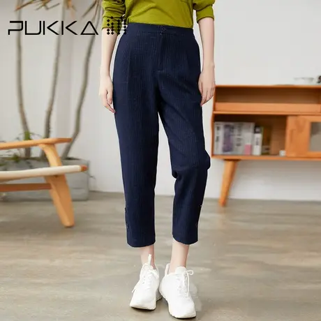 Pukka/蒲牌女装时尚萝卜裤2021冬装新款设计感羊毛休闲裤商场同款商品大图