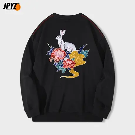 2022秋冬季新款黑色无帽卫衣男士圆领宽松运动套头外套长袖潮ins商品大图