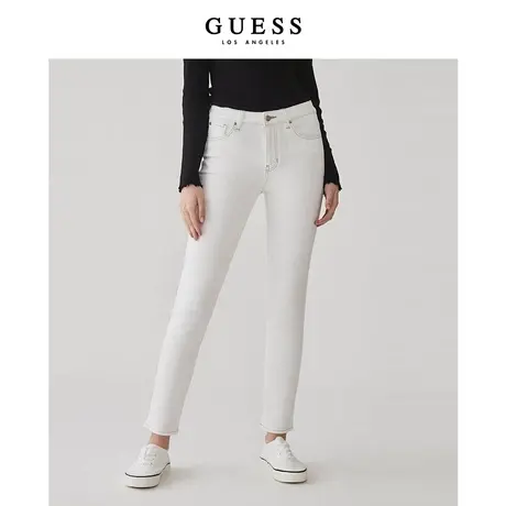 GUESS秋女士直筒小脚修身时尚休闲潮流白色显瘦牛仔裤-YM4D4193商品大图