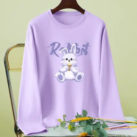 长袖t恤女秋季2023年新款纯棉衣服独特别致小上衣宽松薄款打底衫图片