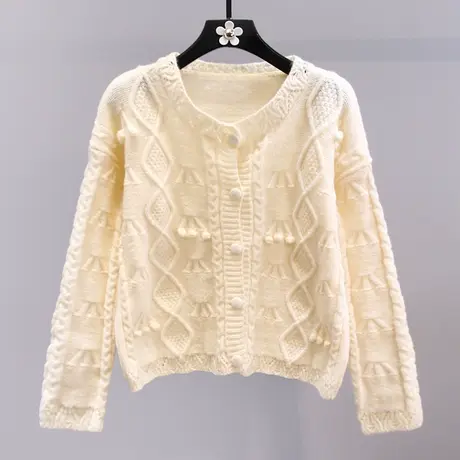 森系甜美复古麻花毛衣外套女秋冬2023新款宽松设计感减龄针织开衫商品大图