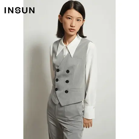 恩裳奥莱冬季无袖双排扣轻商务气质马甲图片