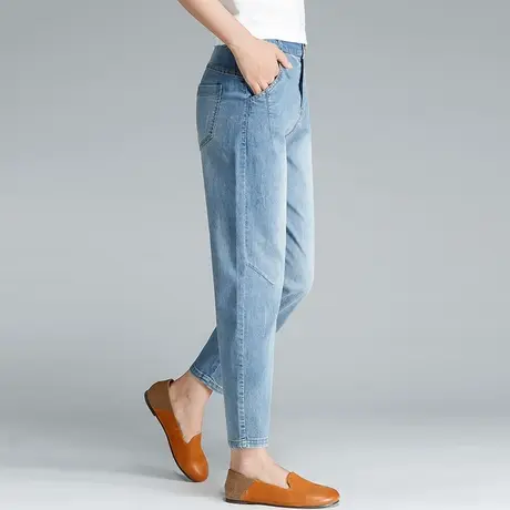 夏哈伦裤牛仔裤女夏季薄款2024年新款大码女裤萝卜裤九分裤老爹裤商品大图