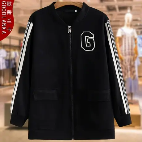 中年妈妈装秋装新款立领外套洋气时尚加肥加大码女装棒球服200斤商品大图