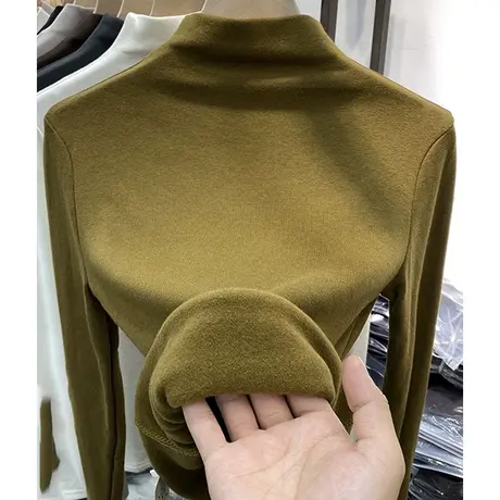 欧货内搭高领保暖打底衫女秋冬大码加绒加厚长袖T恤洋气紧身上衣图片
