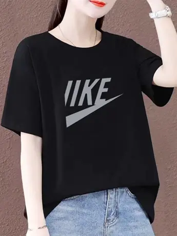 妈妈装大码美式复古仿棉短袖t恤女夏季2023新款宽松打底衫上衣商品大图