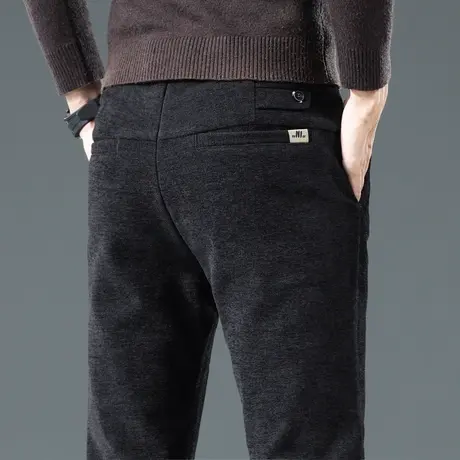 2024年新款男装防风抗寒休闲裤子秋冬季男士高端保暖商务黑色西裤商品大图