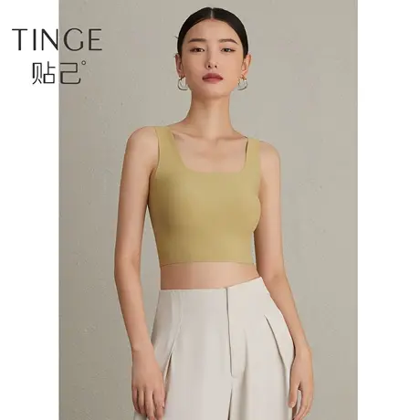 TINGE【拥抱云朵】方领露脐Bra吊带背心女带胸垫一体内搭打底衫商品大图