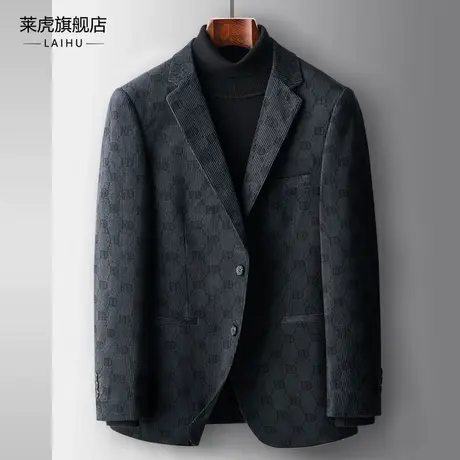 休闲西服外套男2022秋冬季新款休闲商务灯芯绒上衣男士单件小西装商品大图