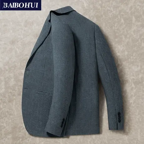 2022春季薄款男士商务休闲西服外套青中年潮流修身条纹小西装上衣商品大图