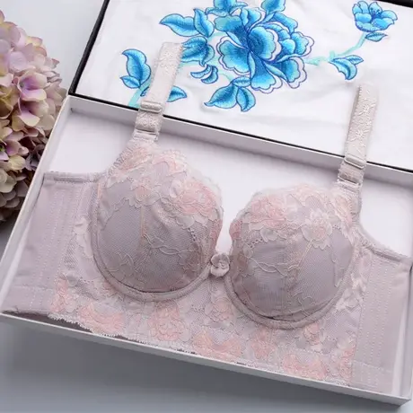 美容院调整型收副乳聚拢矫正外扩侧收美背薄款无海绵内衣女文胸罩图片