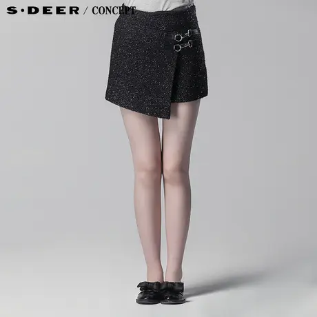 sdeer圣迪奥女装搭片斜搭袢个性短裙S13381374图片