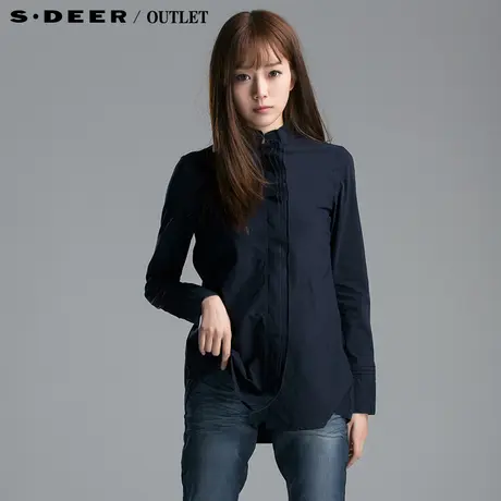 【新品】sdeer圣迪奥专柜正品女装 欧美风小立领衬衫4180591图片
