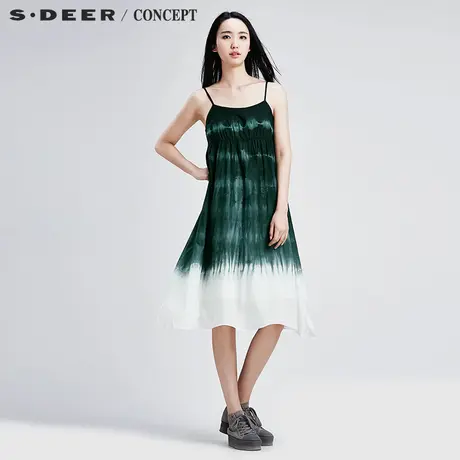 sdeer圣迪奥夏装氤氲晕染韩式吊带连衣裙女夏S16281289图片