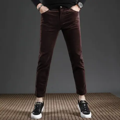 灯芯绒九分休闲裤男秋冬款修身小脚弹力潮流2023新款男士裤子冬季商品大图